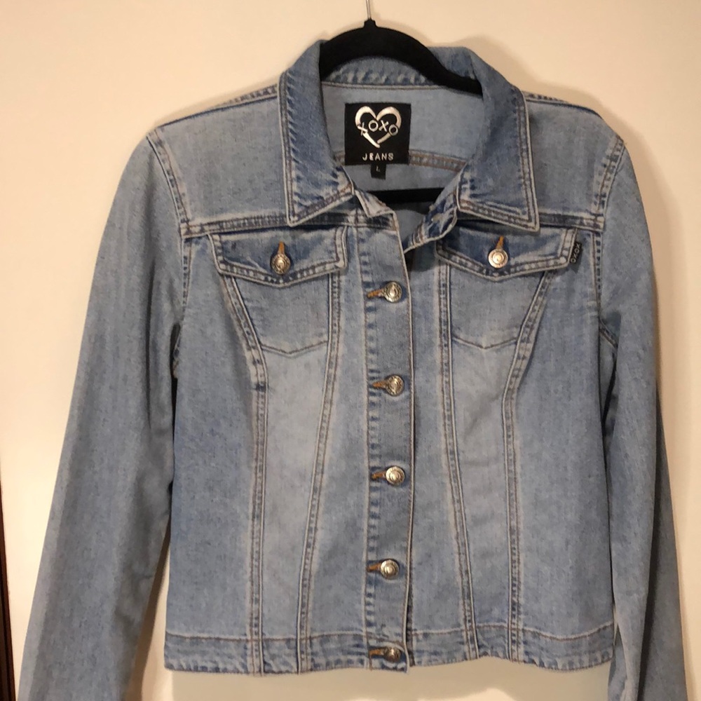 XOXO crop light denim jean jacket
